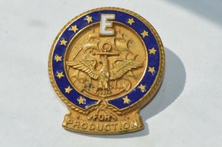Vintage Us Navy E For Production Pin Bastian Bros Co.  Roch.  N.  Y