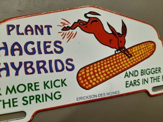 Plant Hagies Hybrid Porcelain Sign License Plate Topper Farm Corn Mule Donkey