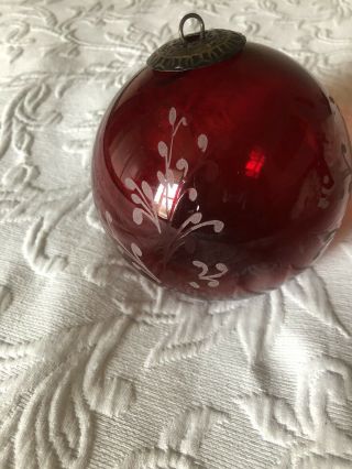 Vintage Ruby Red KUGEL MIDWEST ORNAMENT BALL 4.  5 
