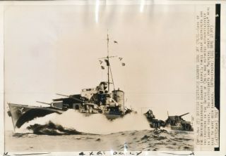 1941 Wwii British Ship Hms Kashmir Sunk Off Crete 8x12 Inch Ap Wire Photo