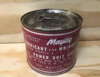 Vintage Maytag Washer Nos Advertising Wringer Head Lubricant 1lb Tin Can Gas Oil