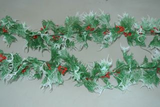 Vintage Plastic Garland - Holly Berry & Leaves Christmas 8 1/2 