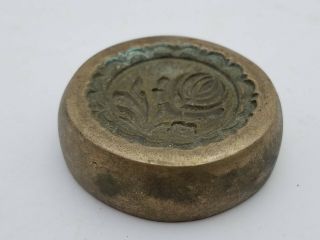 Vintage Solid Brass Rose Flower Mid - Century Wax Stamp Seal 1 - 3/4 