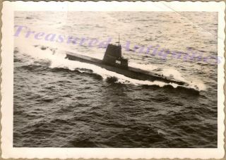 Wwii 1940s Us Navy Uss Dogfish Ss - 350 Submarine Balao - Class Cruising Photo