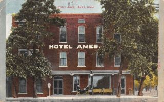 Ames Iowa Hotel Ames Old Couple In Rocking Chairs Canes Penny Weight Scale 1909