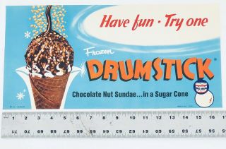 Vintage Ice cream Store Advertising Litho Paper Sign Drumstick 1964 Sugar Cone 3
