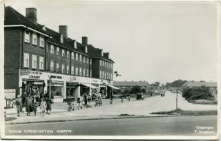 Chessington North - Shopping Parade - Old Real Photo Postcard View