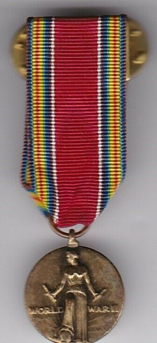 Miniature Us Wwii Victory War Service Medal On Brooch Mini Army Navy Usmc Usaf