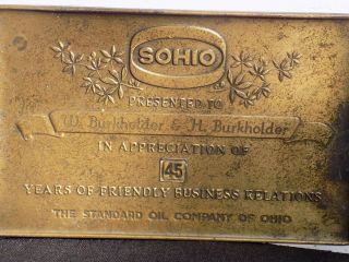 Vintage Sohio,  Standard Oil Plaque Sign.  Brass