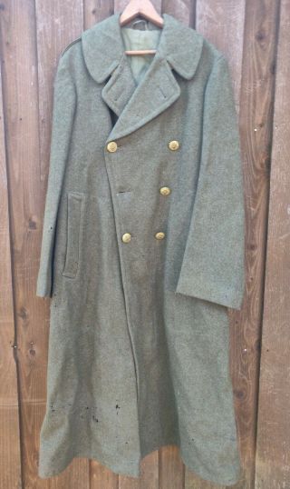 Ww2 Wwii Us Army Full Length Heavy Wool Trench Coat Overcoat Size 38l 1938 Date