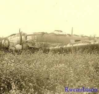 Best German View Shot Down Luftwaffe He - 111 Bomber Sitting In Field