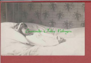 Old Postcard Post Mortem Dead Young Girl Victorian Photo Pc