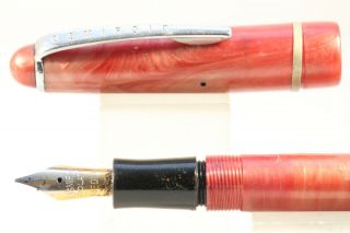 Vintage Osmiroid 65 Red Ripple Lever Fill Fountain Pen,  Ct