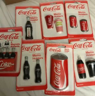 1991 Coca Cola Bottle Thermometer Refrigerator Magnet Bottles Etc Set Of 7