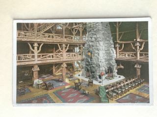 1915 Postcard The Lobby Old Faithful Inn Yellowstone National Park