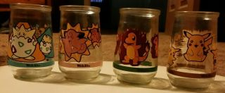 4 Welchs Pokemon Jelly Jam Jars Glass Set Nintendo Creatures Game Freak Rare