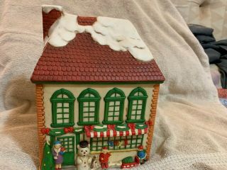 Christmas Decorated House Cookie Jar 10 Inches Tall X 5 " X 6 Inches Wide Ceramic
