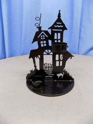 Halloween Yankee Candle Medium - size Metal Haunted House Tea - light candle holder 2