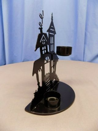 Halloween Yankee Candle Medium - size Metal Haunted House Tea - light candle holder 3