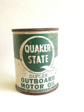 Vintage Quaker State Duplex Outboard Motor Oil,  8 Fl.  Oz.  Can,  Nos