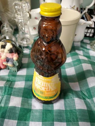 Collectible Mrs Butterworth Old Amber Glass Syrup Bottle 8”
