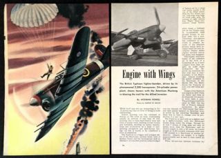 Hawker Typhoon Wwii British Fighter - Bomber Plane 1944 Pin Up Pictorial Raf