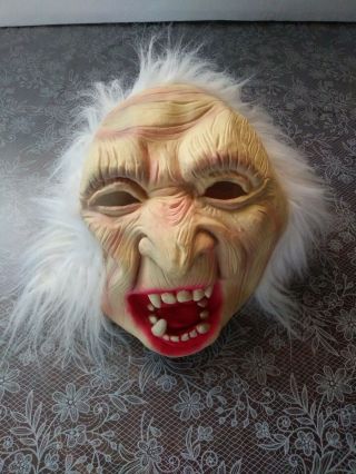 Halloween Costume Old Witch Mask Adult Lady Women White Scary Grandma Granny @