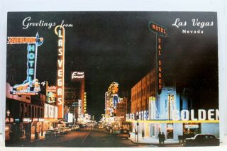 Nevada Nv Las Vegas Fremont Street Night Glitter Gulch Postcard Old Vintage Card