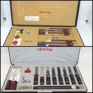 2 Vintage Rotring Pen Set Technical Drawing Equipment With Box
