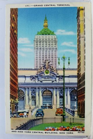 York Ny Nyc Grand Central Building Terminal Postcard Old Vintage Card View