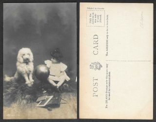 Old Dog Postcard - Real Photo - Little Girl And Poodle