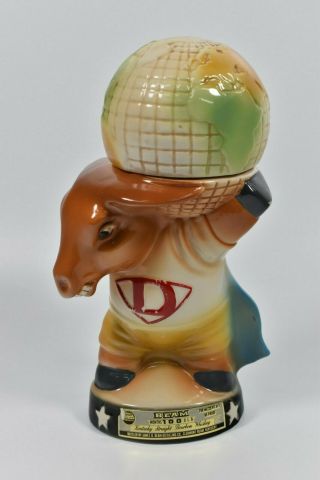 Vintage Jim Beam Democrat Donkey Decanter Ceramic Bourbon Holding Globe World