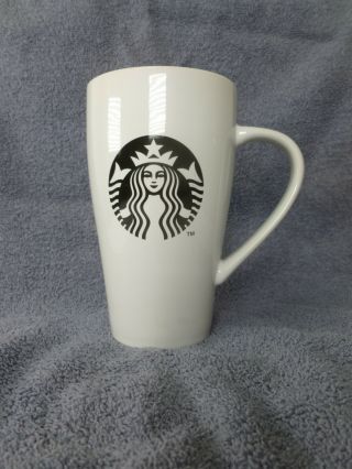 Starbucks Coffee 2014 Siren Mermaid Black White Logo 18oz Tall Ceramic Cup Mug