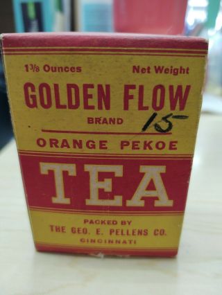 Vintage George E.  Pellens Cincinnati Golden Flow Orange Pekoe Tea Box,