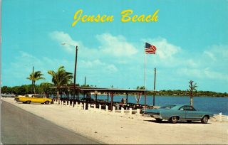 Postcard Fl Jensen Beach Florida Old Cars Vintage A15