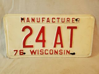 Rare Chevy Manufacturers License Plate 1976 Wisconsin 24at