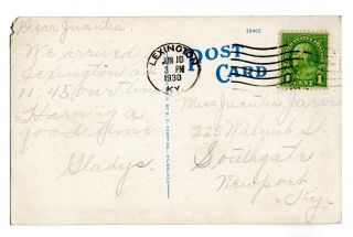 Old Postcard w Franklin 1c stamp 1931 machine cancel Kentucky St University KY 2