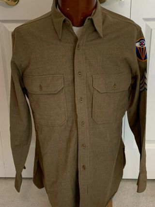 Wwii Us Army Air Force 4th Aaf,  Sergeant Wool Long Sleeve Shirt Size 14 - 31