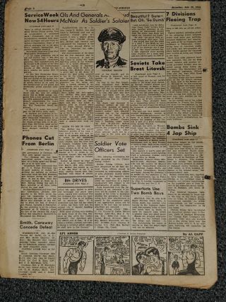 WWII Stars and Stripes Newspaper July 29,  1944 Red Troops Cross Vistula River 2