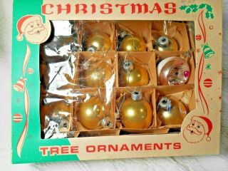 Mixed Box Of 12 - Vintage - 11 Made In Usa Gold Ornaments,  1 Indent - Poland
