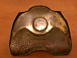 vtg antique Arts & Crafts hammered brass inkwell Austria 3
