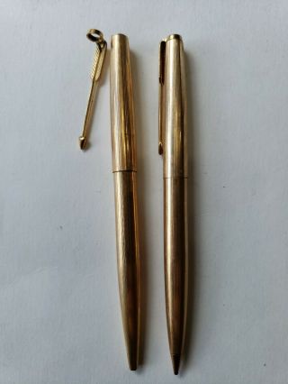 Vintage Parker Pen And Pencil Set 1/10 12k Gold Filled Cap