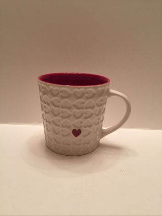 Starbucks Coffee Mug Embossed Red Heart 16 Oz Mug 2007