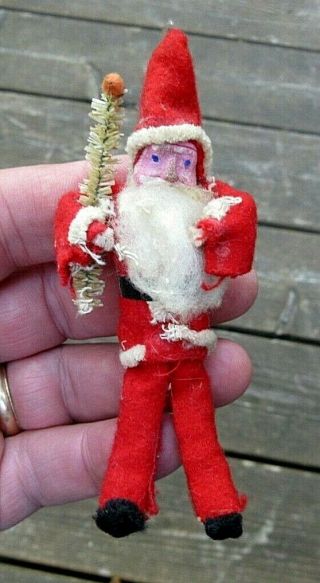 Antique 4 " Santa Claus With Clay Face Christmas Tree Ornament