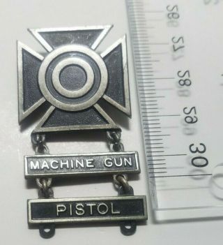 Wwii Us Army Sterling Sharpshooter Machine Gun & Pistol Marksmanship Badge Pin