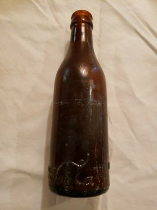 Amber Straight Side Coca Cola Bottle Indianapolis A.  B.  Co
