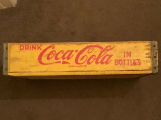 Vintage Coke DRINK COCA COLA in Bottles Wooden Crate Yellow 1967 Durabilt 2