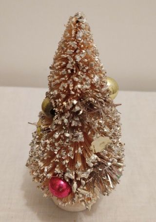 Vintage White Bottle Brush Christmas Tree Flocked Mercury Glass 6 - 1/2 " Japan