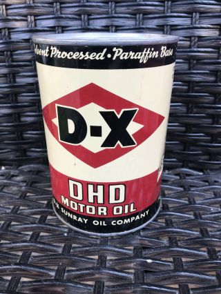 D - X Dhd Motor Oil Quart Can Full Sunray Oil Company Tulsa