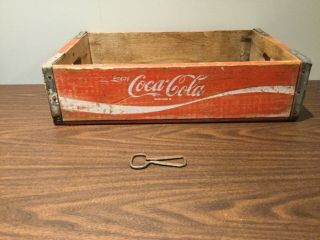 Vintage Red Coca Cola Wood Carrying Crate Cincinnati W/ Soda Pop Bottle Opener